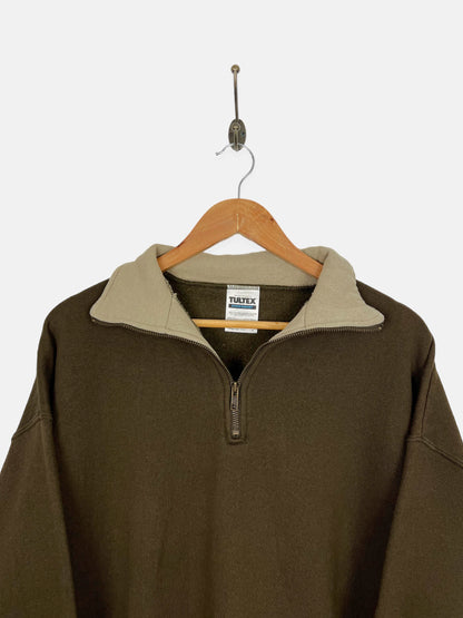 90's Brown Vintage Quarterzip Sweatshirt Size L-XL