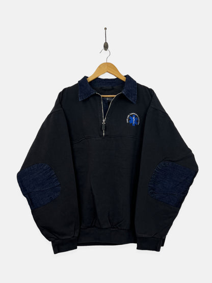 90's Oakland Community College Embroidered Vintage Quarterzip Sweatshirt Size XL