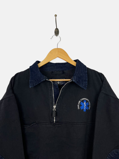 90's Oakland Community College Embroidered Vintage Quarterzip Sweatshirt Size XL