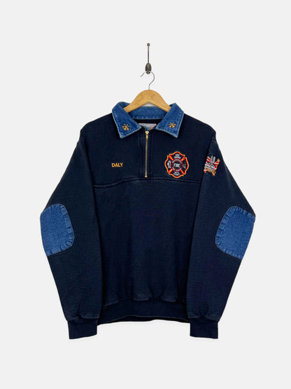 90's New Jersey Fire USA Made Embroidered Vintage Quarterzip Sweatshirt Size M-L