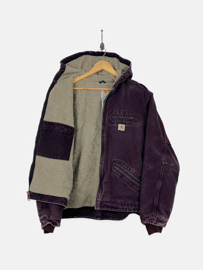90's Carhartt Heavy Duty Sherpa Lined Vintage Jacket with Hood Size 18-20