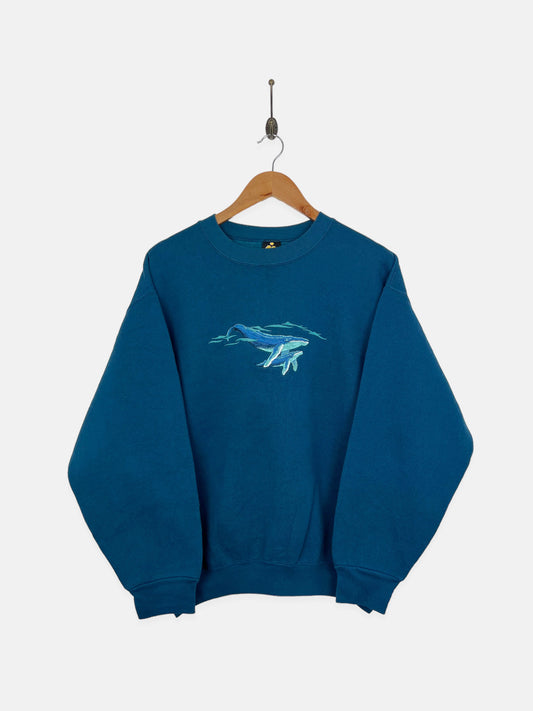 90's Whales USA Made Embroidered Vintage Sweatshirt Size 12-14