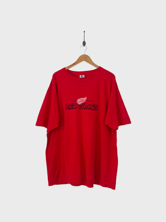 90's Detroit Red Wings NHL Embroidered USA Made Vintage T-Shirt Size 2XL