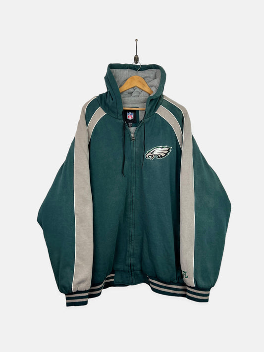 90's Philedelphia Eagles NFL Embroidered Vintage Jacket with Hood Size 4XL