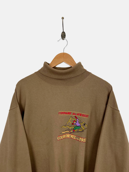 90's Compagnie Des Ameriques Embroidered Vintage Mock-Neck Sweatshirt Size M-L
