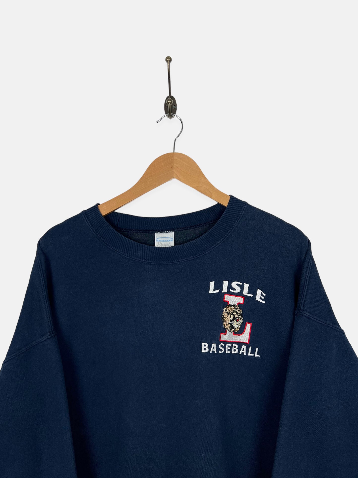 90's Lisle Baseball Embroidered Vintage Sweatshirt Size XL