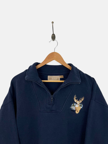 90's Big Buck Embroidered Vintage Quarterzip Sweatshirt Size XL