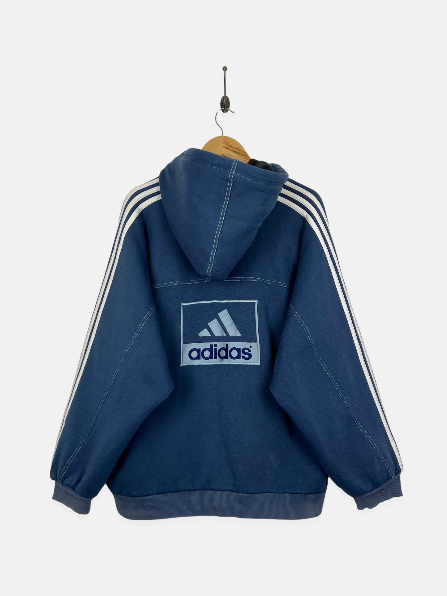 90's Adidas Embroidered Lined Jacket with Hood Size L