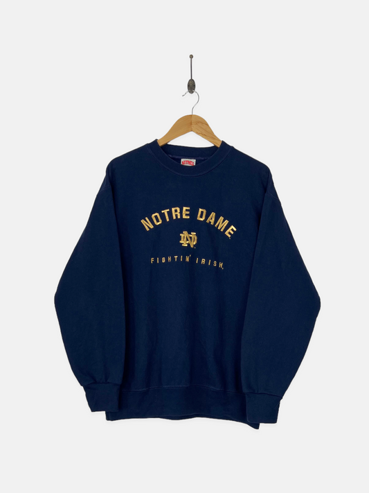 90's Notre Dame University USA Made Embroidered Vintage Sweatshirt Size M