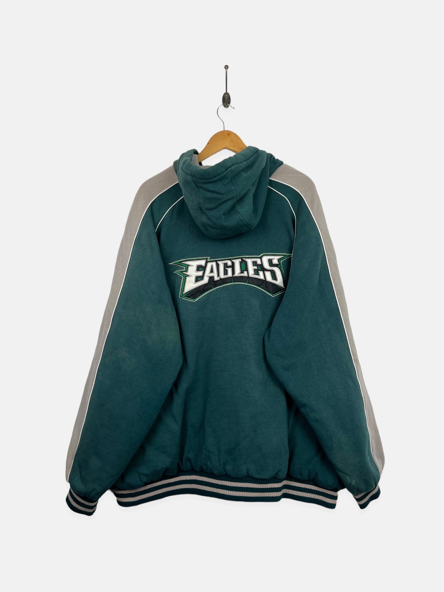 90's Philedelphia Eagles NFL Embroidered Vintage Jacket with Hood Size 4XL
