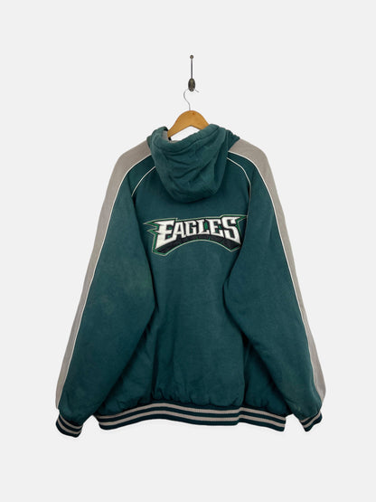90's Philedelphia Eagles NFL Embroidered Vintage Jacket with Hood Size 4XL