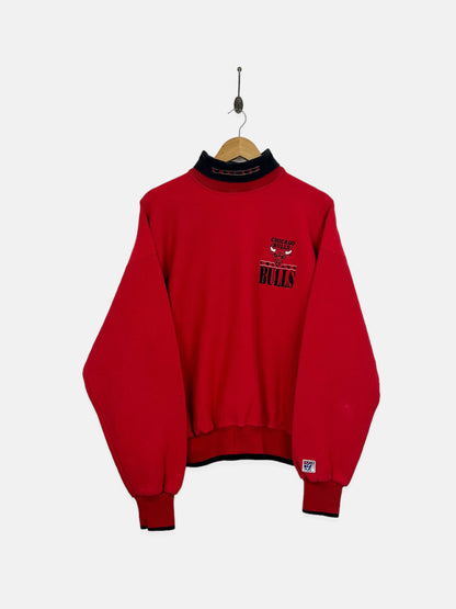 90's Chicago Bulls NBA USA Made Embroidered Vintage Mock-Neck Sweatshirt Size S-M