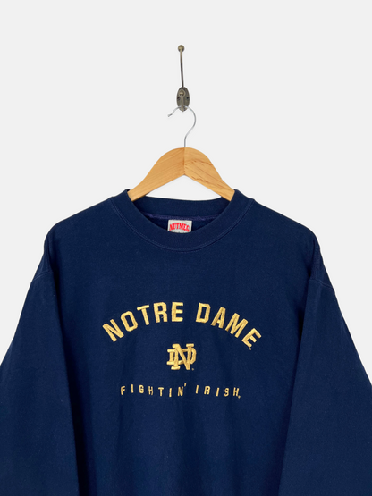 90's Notre Dame University USA Made Embroidered Vintage Sweatshirt Size M