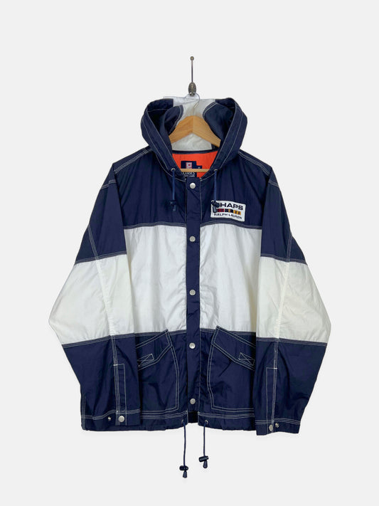 90's Chaps Ralph Lauren Embroidered Vintage Light Jacket with Hood Size L-XL