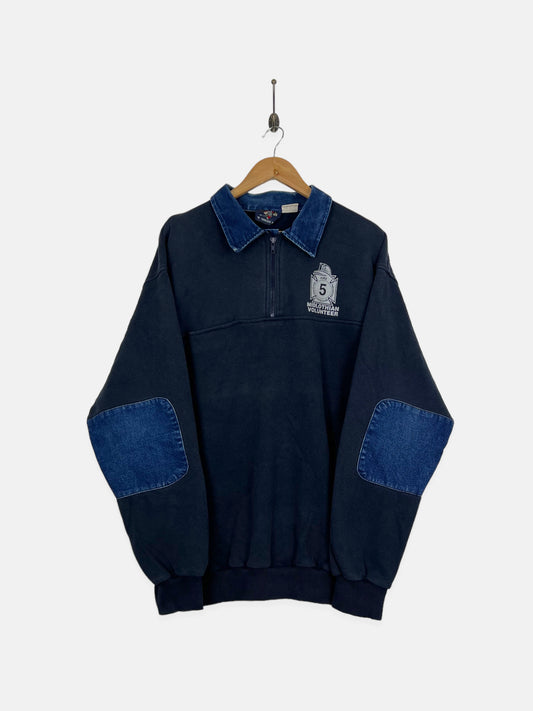 90's Midlothian Fire Volunteer USA Made Vintage Quarterzip Sweatshirt Size XL