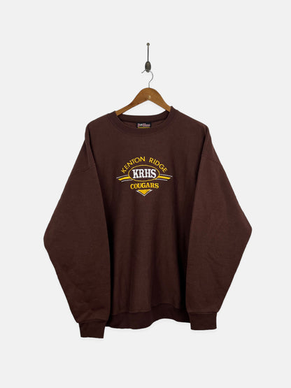 90's Kenton Ridge Cougars USA Made Embroidered Vintage Sweatshirt Size 2XL
