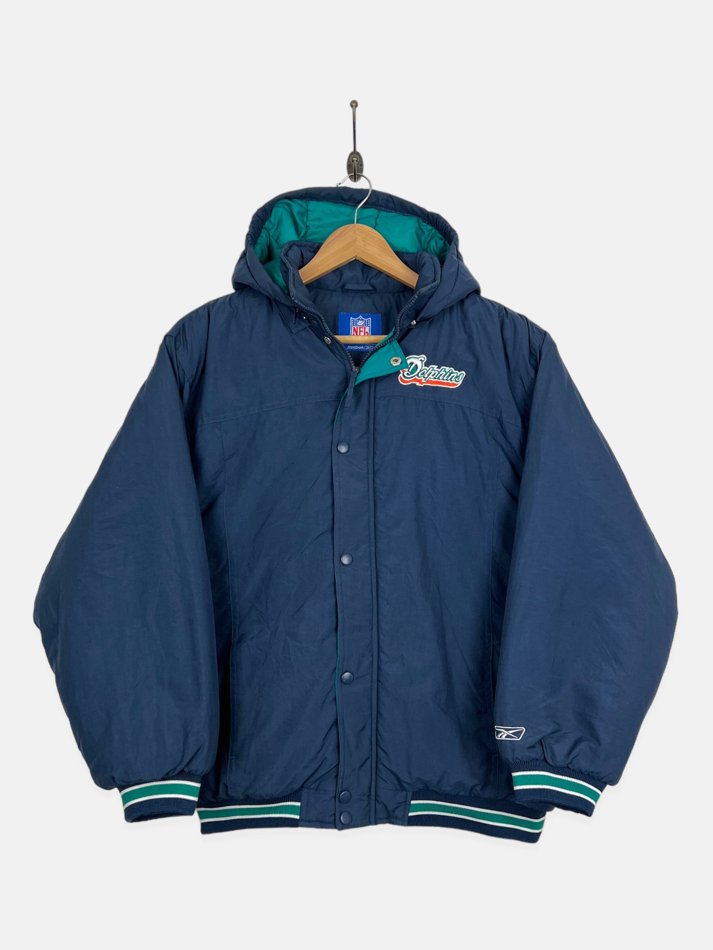 90's Miami Dolphins Reeebok NFL Embroidered Puffer Jacket Size M
