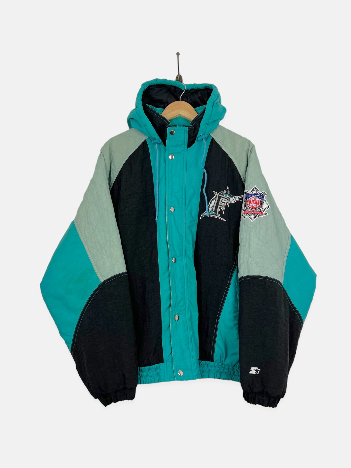 90's Florida Marlins Starter MLB Embroidered Vintage Puffer Jacket Size L-XL