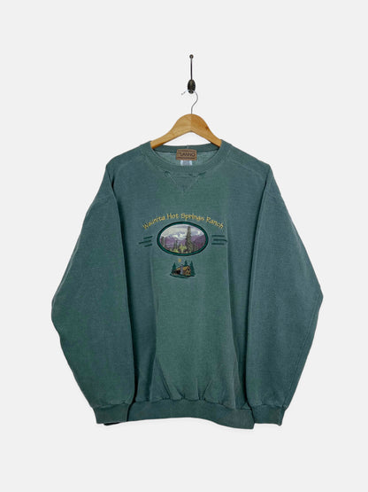 90's Waunita Hot Springs Ranch Canada Made Embroidered Vintage Sweatshirt Size L