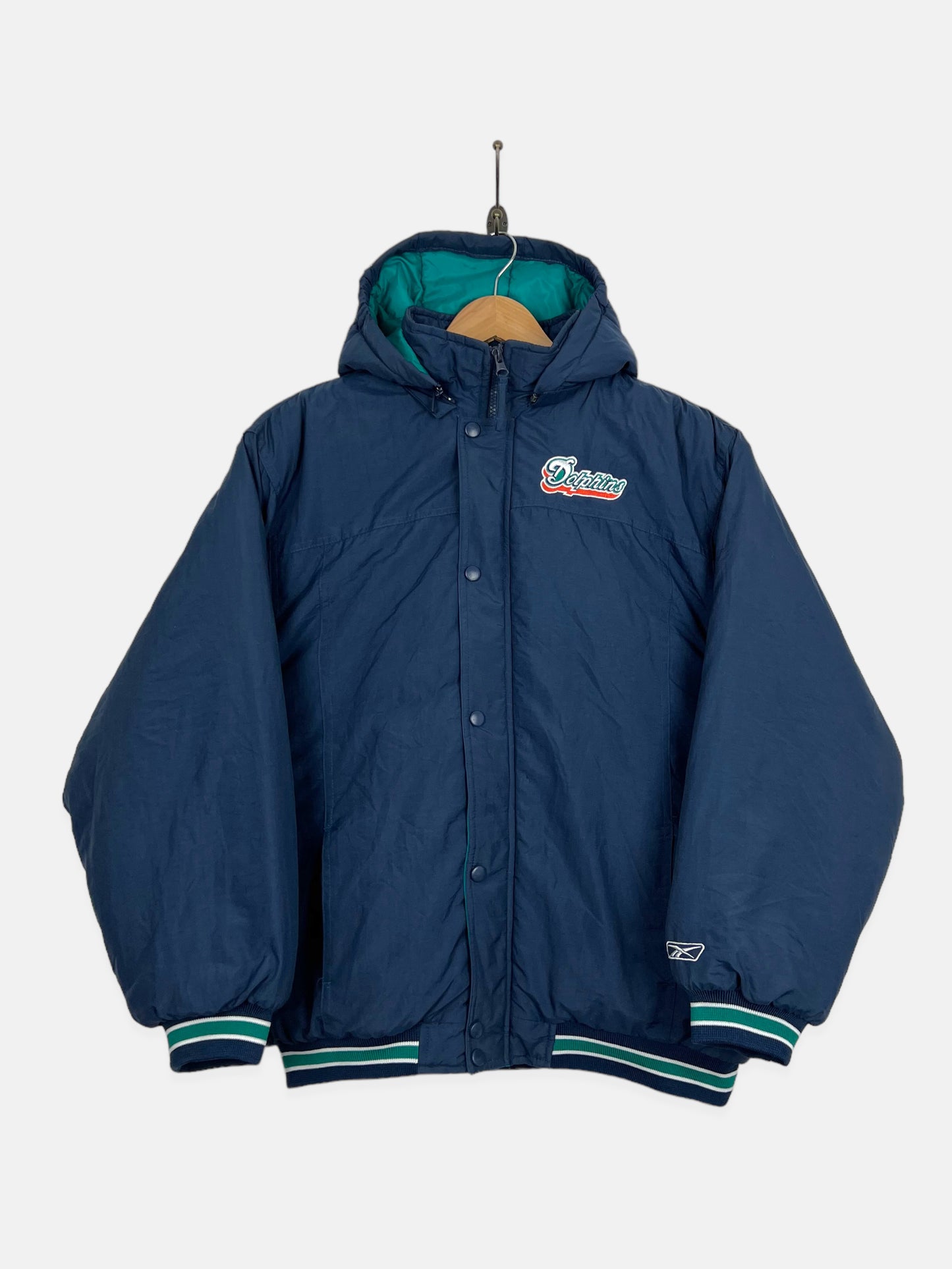 90's Miami Dolphins Reeebok NFL Embroidered Puffer Jacket Size M