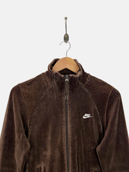 Y2K 90's Velvet Nike Embroidered Vintage Zip-Up Double Zip Jacket Size 8