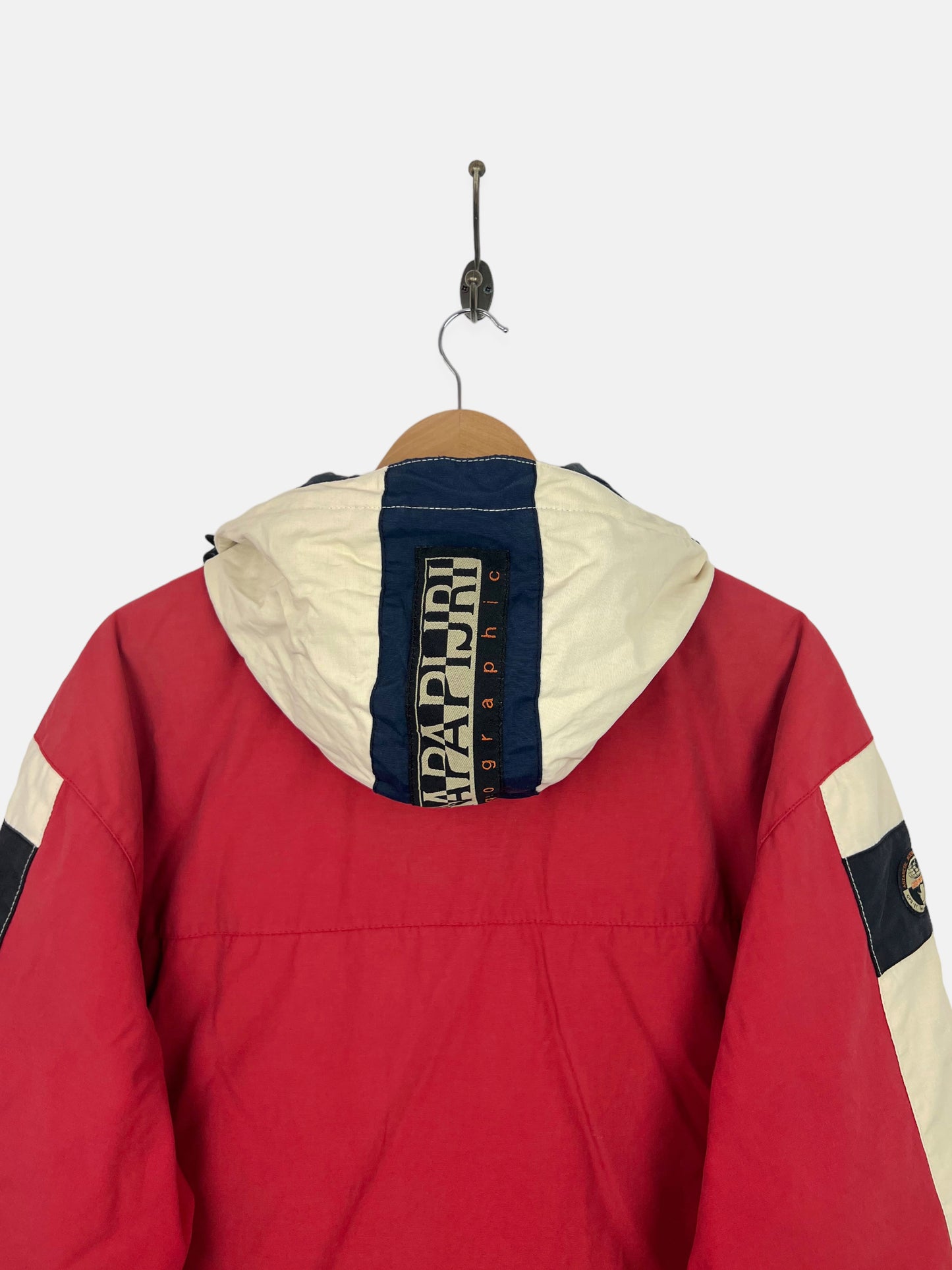 90's Napapijri Geographic Embroidered Vintage Jacket with Hood Size XL-2XL