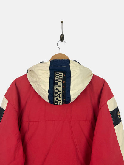 90's Napapijri Geographic Embroidered Vintage Jacket with Hood Size XL-2XL