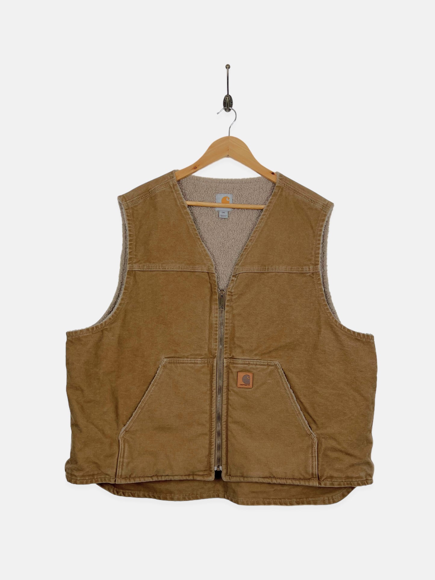 90's Carhartt Embroidered Heavy Duty Sherpa Lined Vest Size 2XL