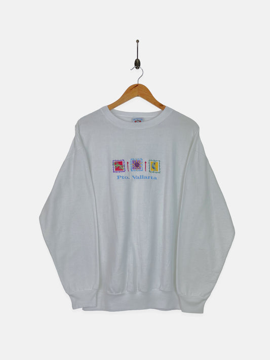 90's Puerto Vallarta Embroidered Vintage Lightweight Sweatshirt Size L