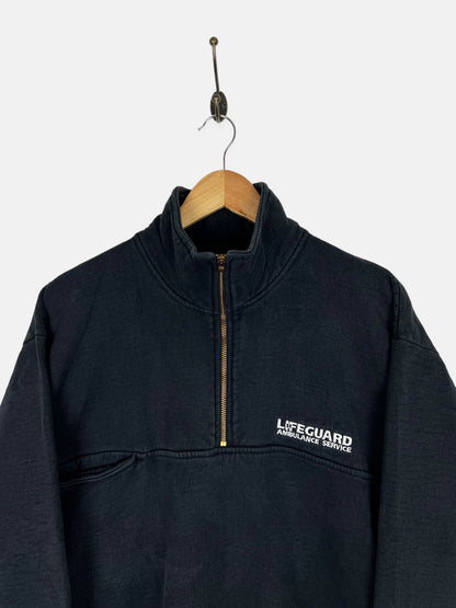 90's Lifeguard Ambulance Service Embroidered Vintage Quarterzip Sweatshirt Size L-XL