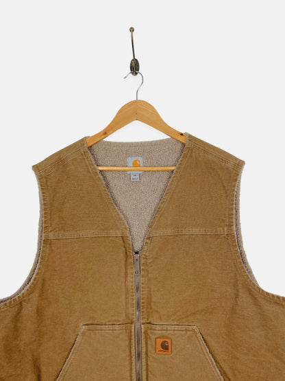 90's Carhartt Embroidered Heavy Duty Sherpa Lined Vest Size 2XL