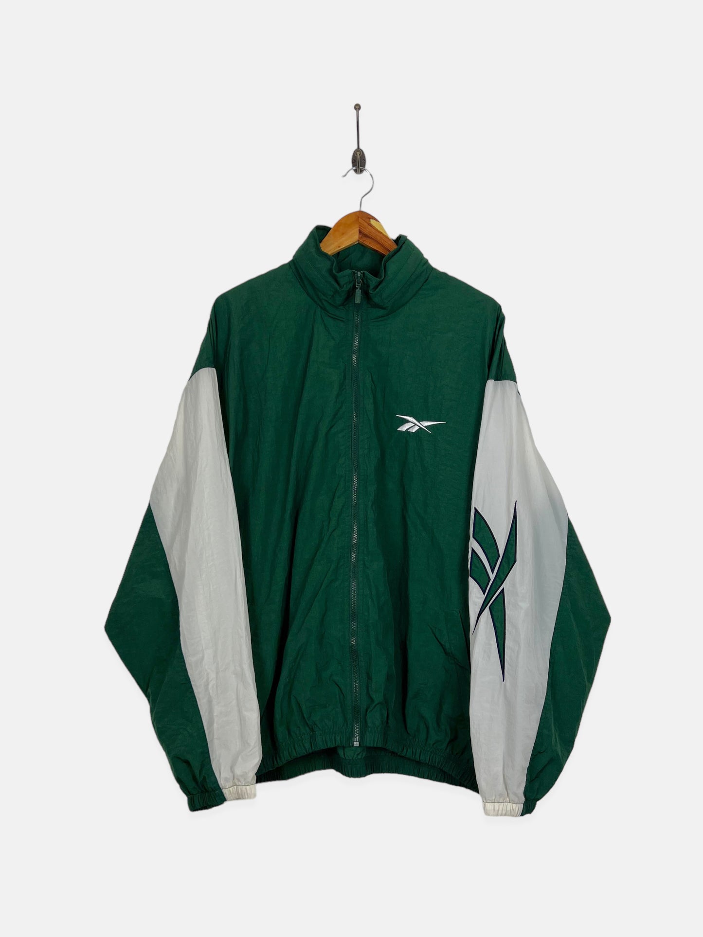 90's Reebok Embroidered Windbreaker with Hood Size L-XL