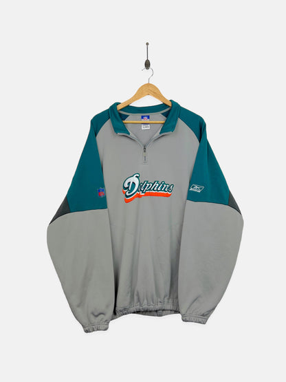 90's Miami Dolphins Reebok Embroidered Vintage Fleece Lined Jacket Size XL-2XL