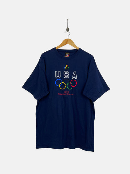 1996 Atlanta Olympics Embroidered USA Made Vintage T-Shirt Size XL