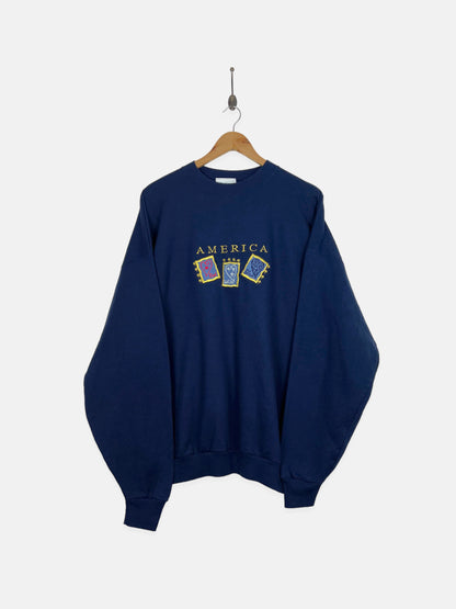 90's America Embroidered Vintage Sweatshirt Size XL-2XL