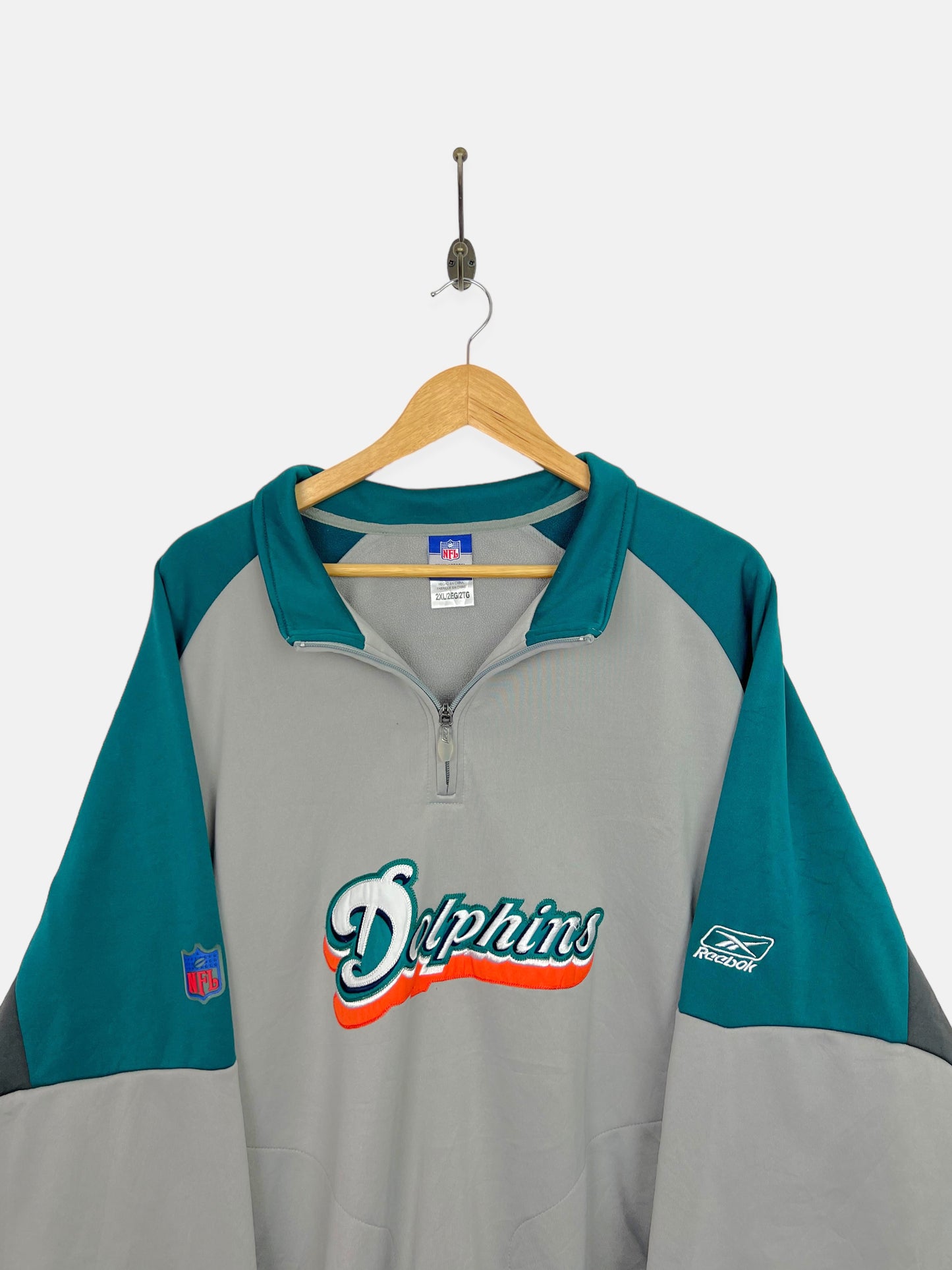 90's Miami Dolphins Reebok Embroidered Vintage Fleece Lined Jacket Size XL-2XL