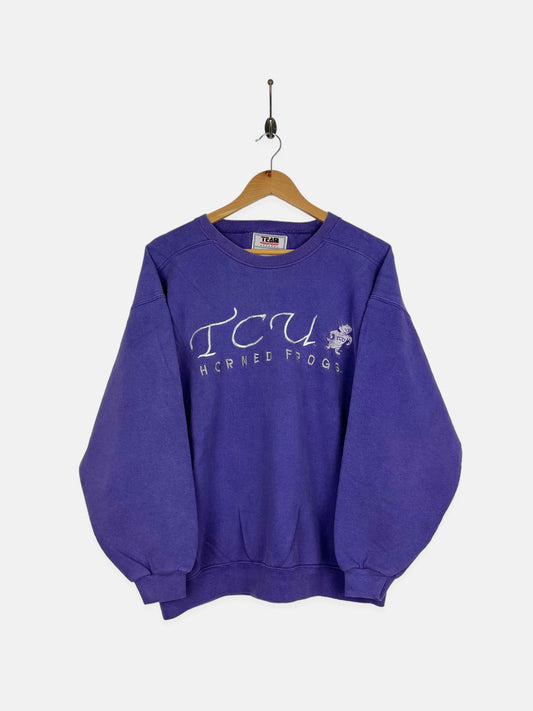 90's TCU Horned Frogs USA Made Embroidered Vintage Sweatshirt Size 14