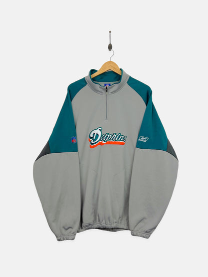 90's Miami Dolphins Reebok Embroidered Vintage Fleece Lined Jacket Size XL-2XL