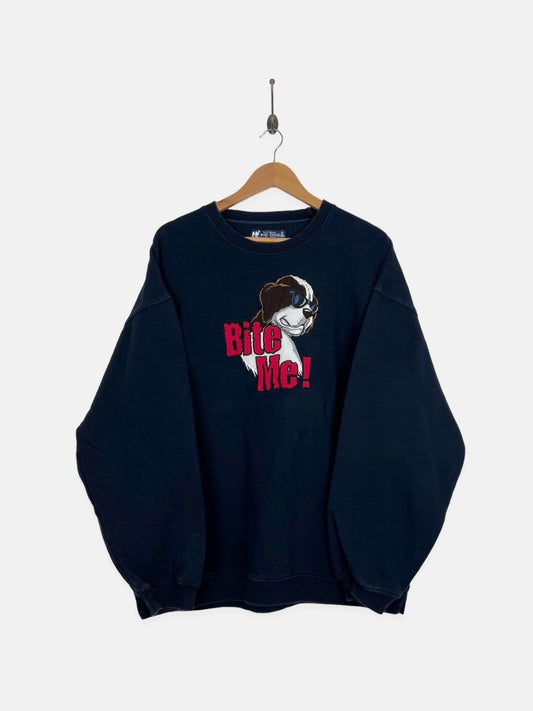 90's Big Dog Bite Me Embroidered Vintage Sweatshirt Size XL