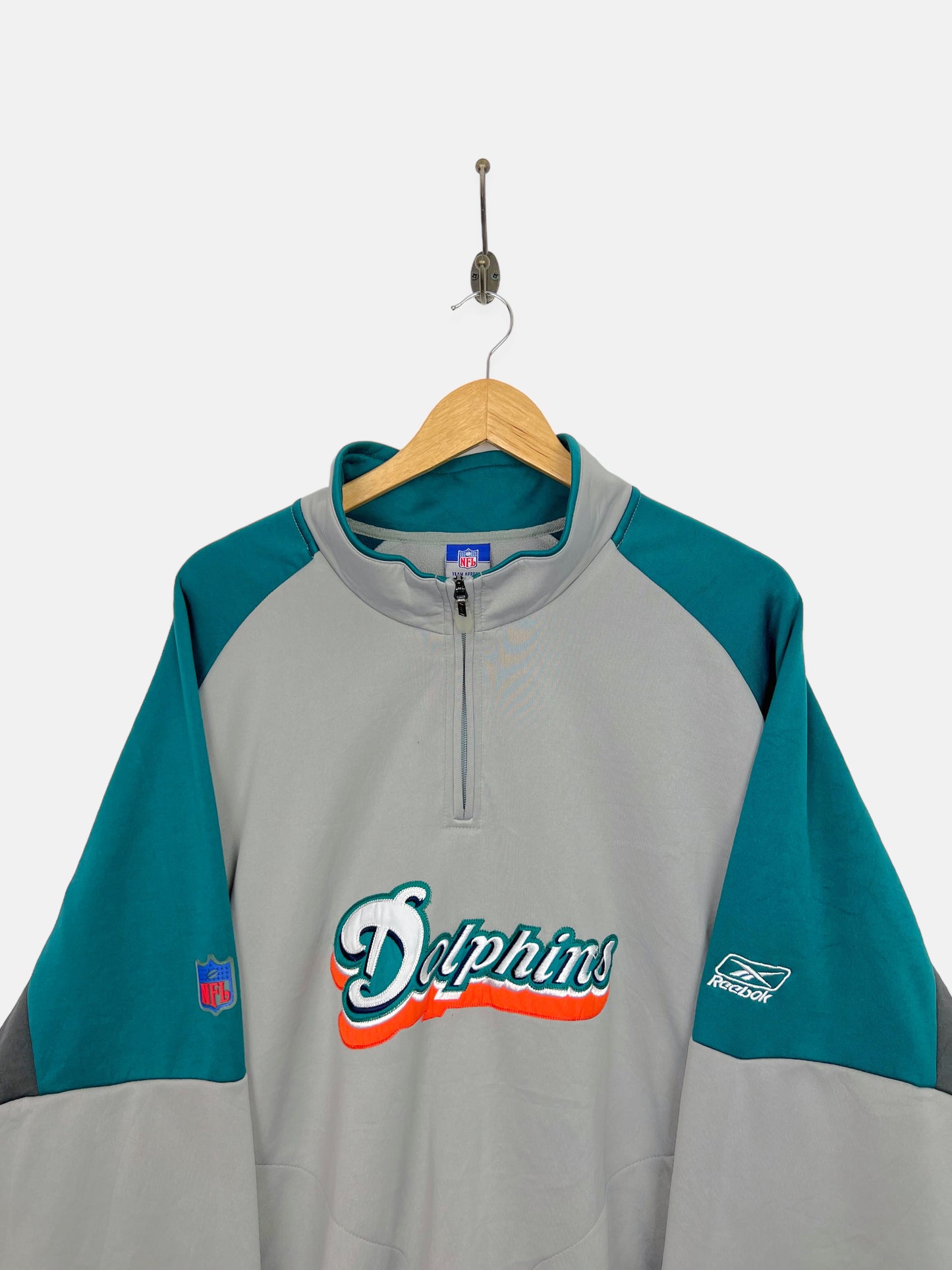 90's Miami Dolphins Reebok Embroidered Vintage Fleece Lined Jacket Size XL-2XL