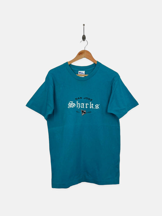 90's San Jose Sharks NHL USA Made Embroidered Vintage T-Shirt Size 8-10