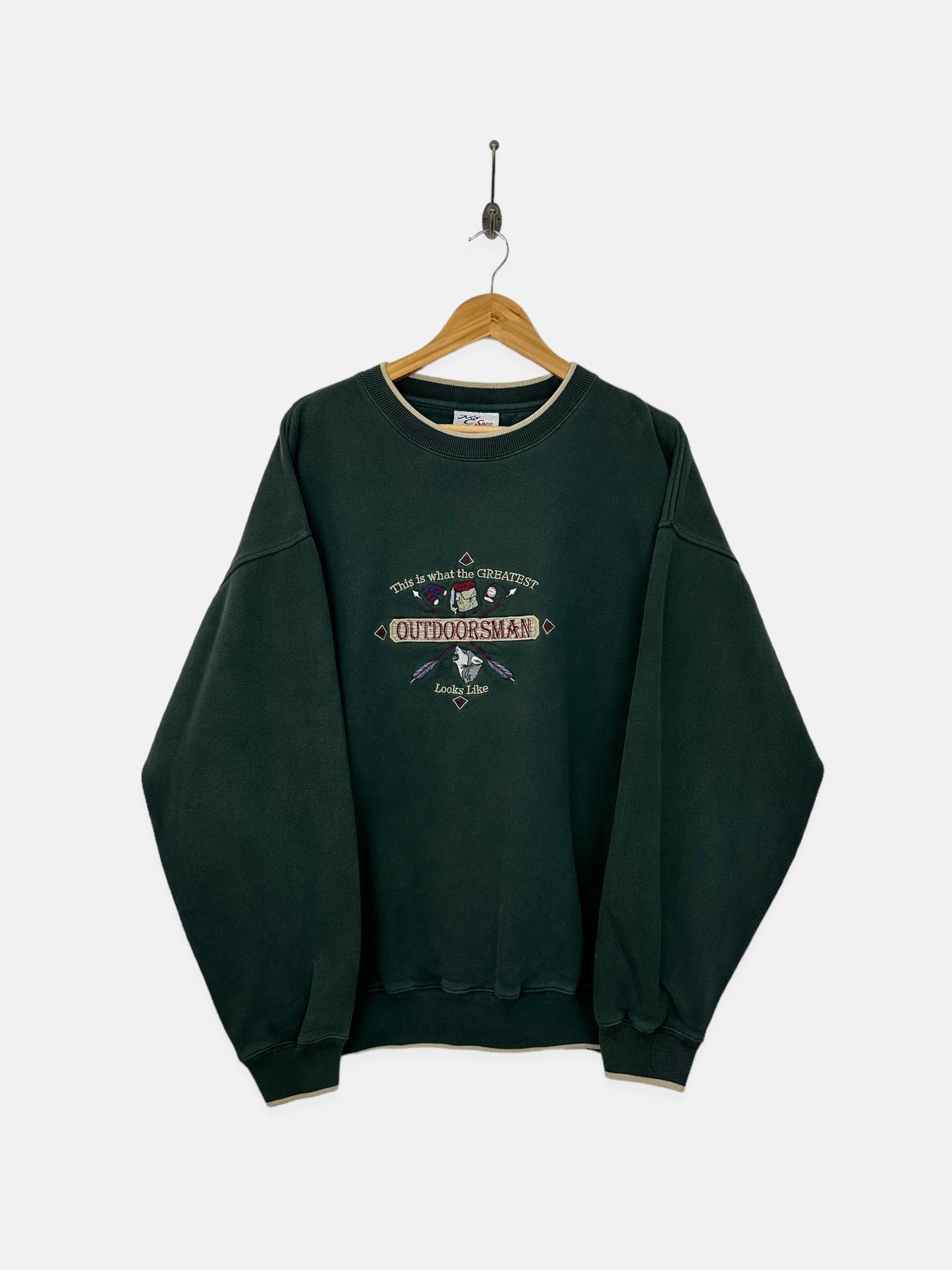90's Greatest Outdoorsman Embroidered Vintage Sweatshirt Size XL