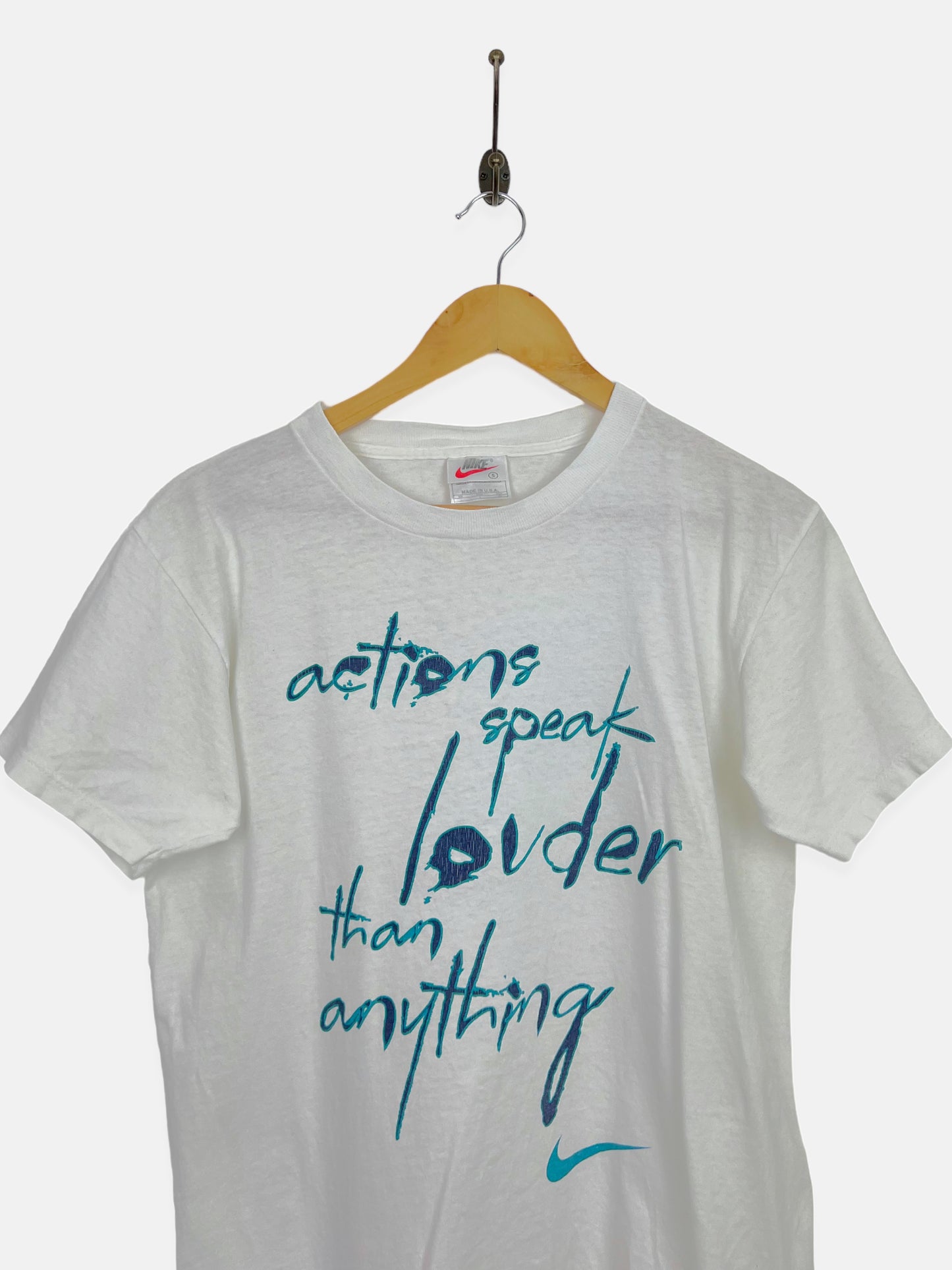 90's Nike 'Actions Speak Louder Than Anything' USA Made Vintage T-Shirt Size 8-10