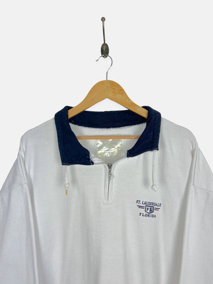 90's Ft. Lauderdale Florida Embroidered Vintage Quarterzip Sweatshirt Size XL