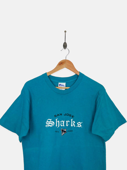 90's San Jose Sharks NHL USA Made Embroidered Vintage T-Shirt Size 8-10