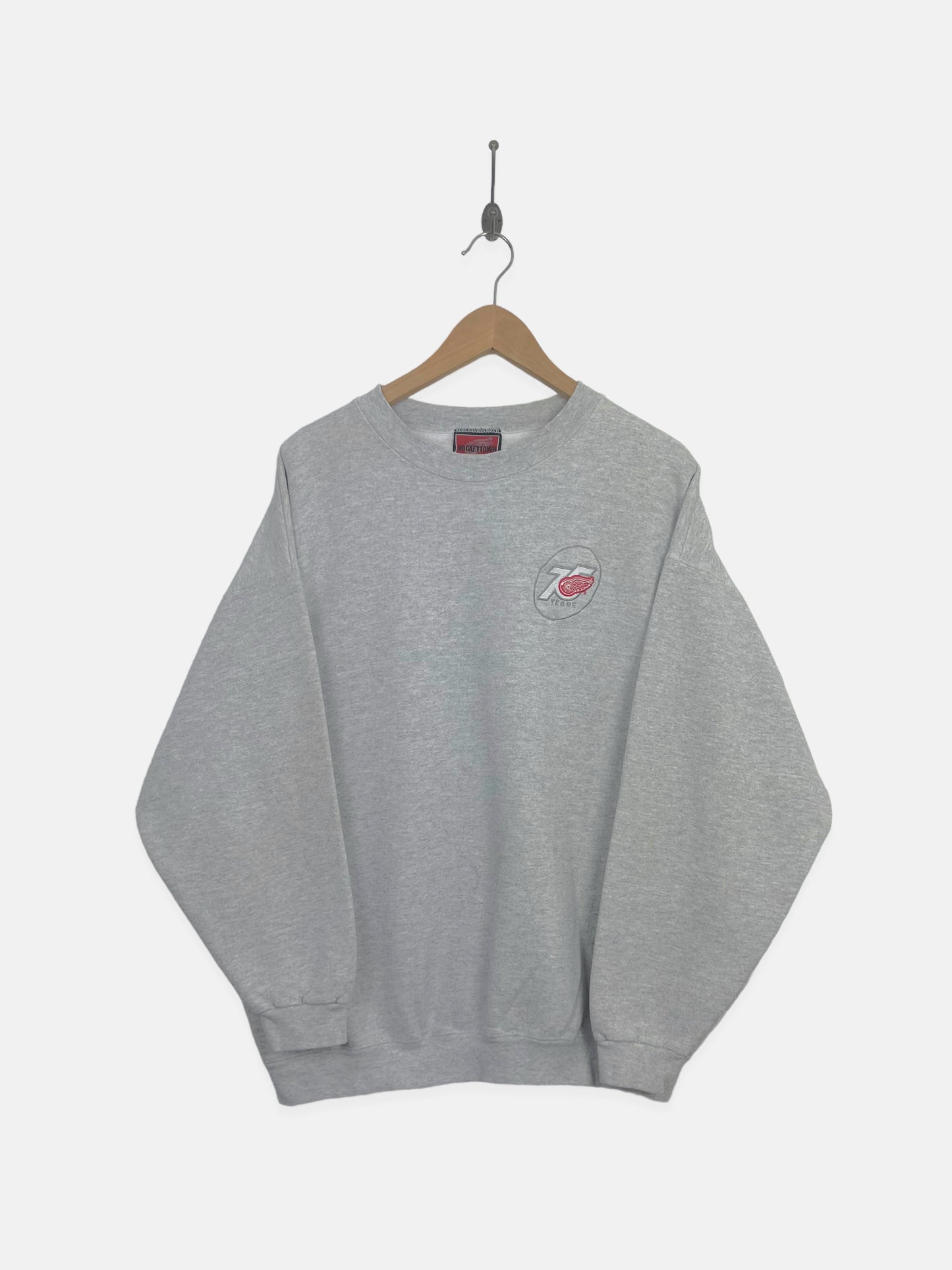 90's Detroit Red Wings NHL USA Made Embroidered Vintage Sweatshirt Size L-XL