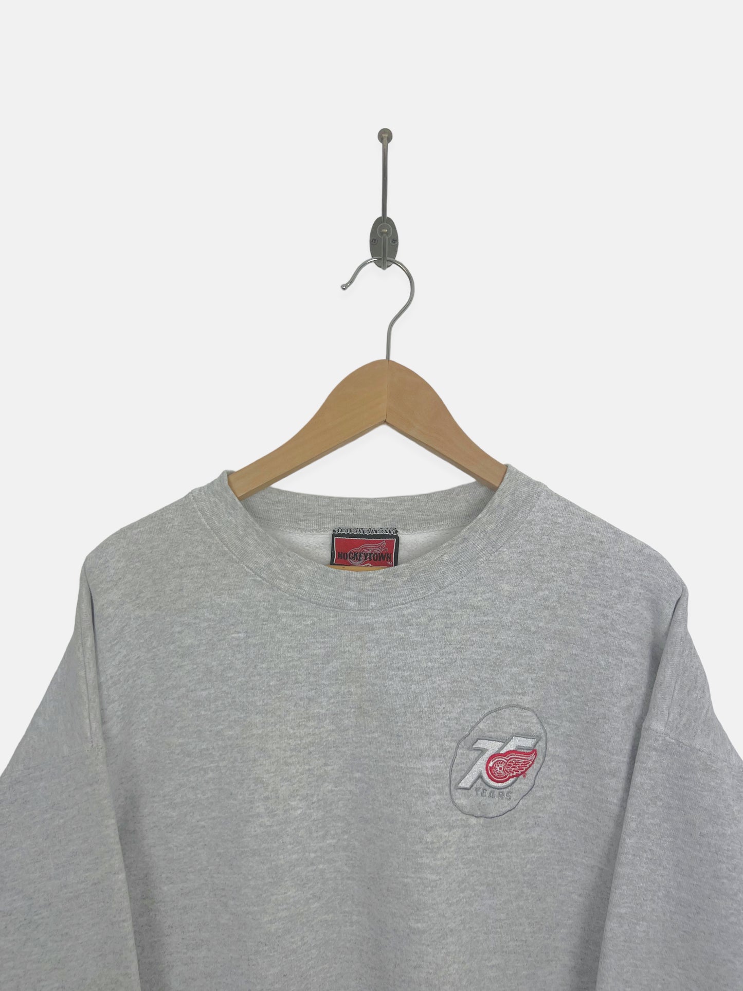 90's Detroit Red Wings NHL USA Made Embroidered Vintage Sweatshirt Size L-XL