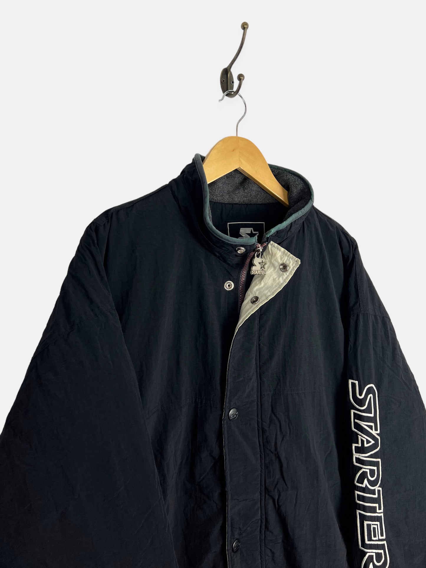 90's Starter Embroidered Fleece Lined Vintage Puffer Jacket Size XL