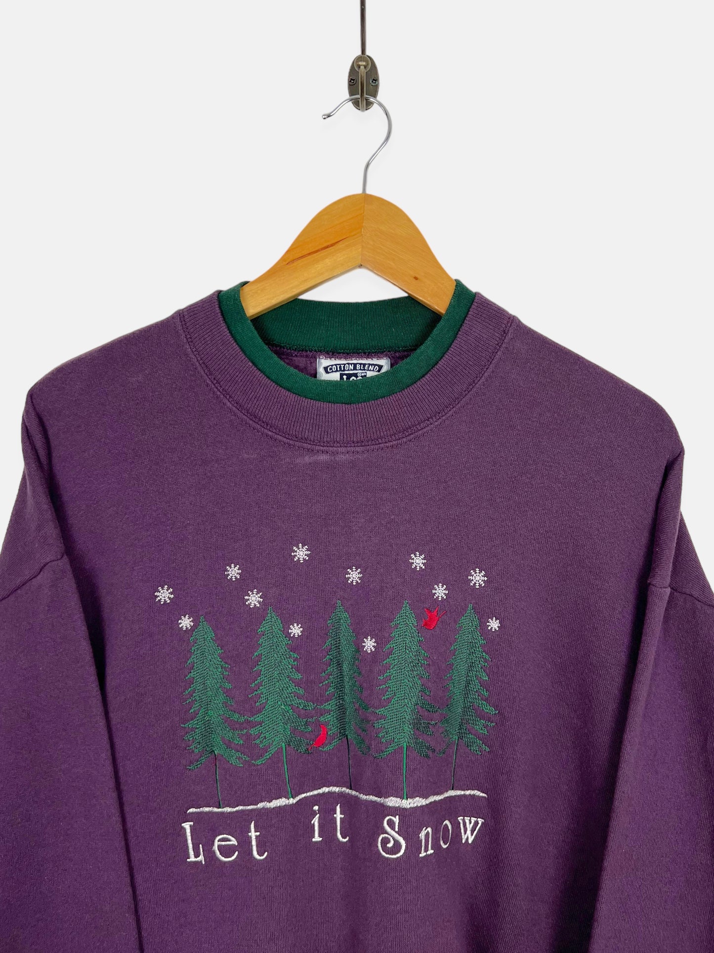 90's Let It Snow USA Made Embroidered Vintage High-Neck Sweatshirt Size M