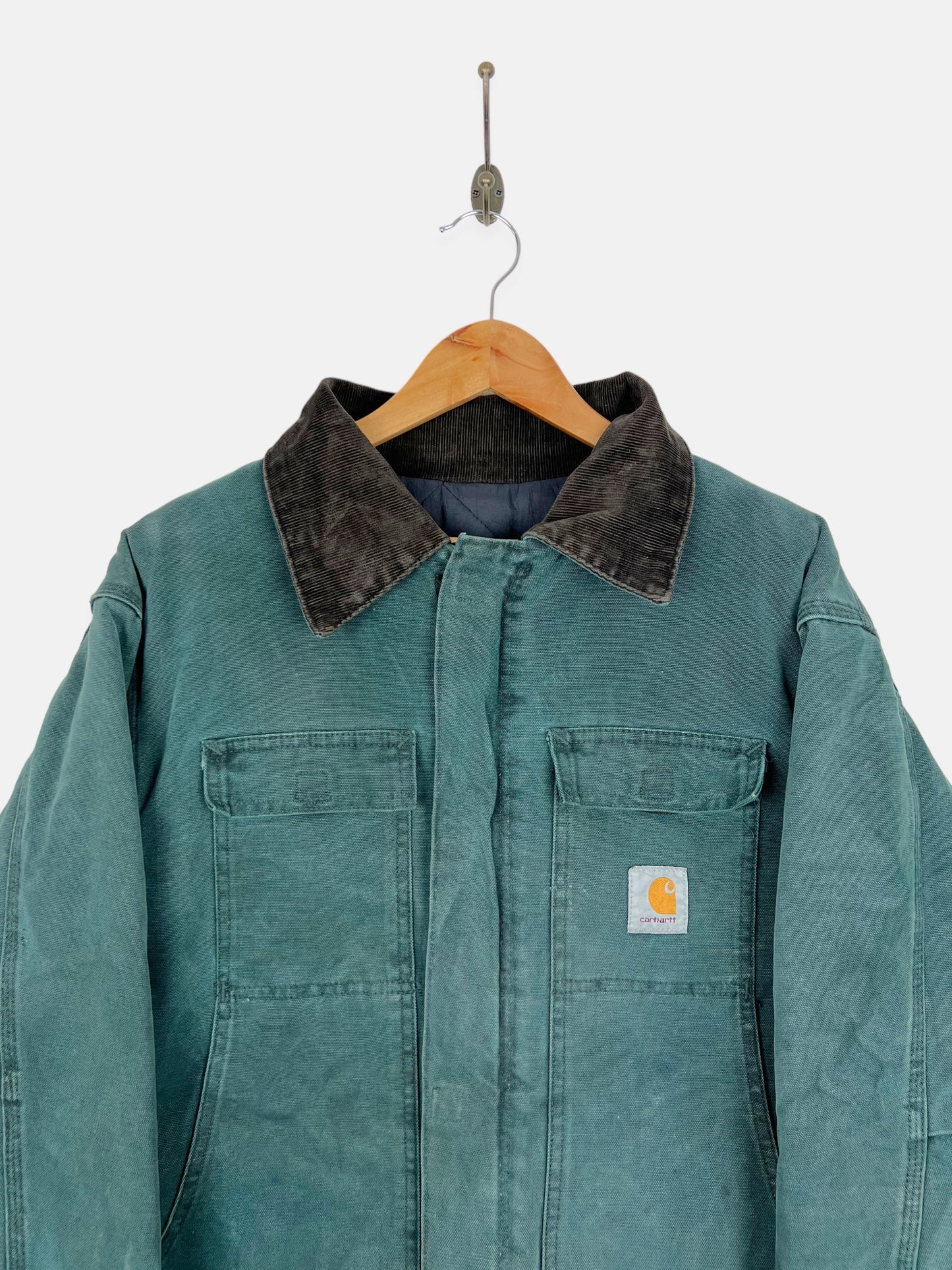 90's Carhartt Heavy Duty USA Made Quilt Lined Vintage Corduroy Collar Jacket Size XL-2XL